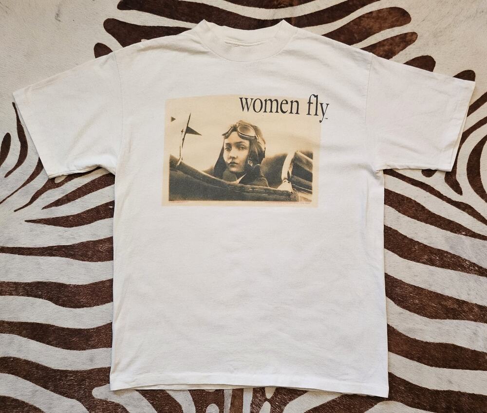 Vintage 90s Amelia Earhart First Women Aviators T Shirt Size L